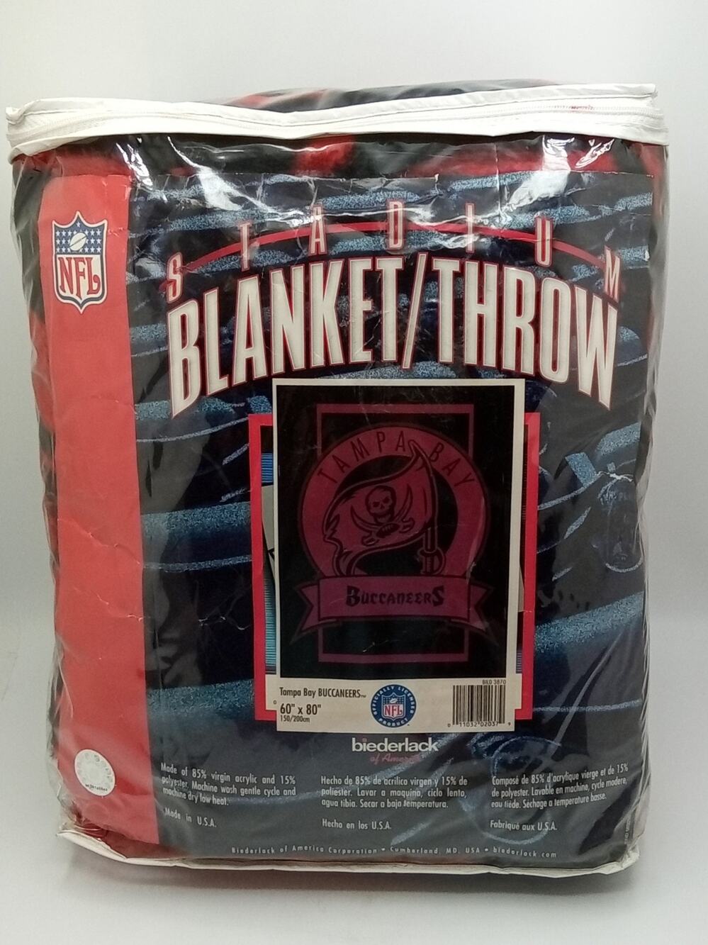 Tampa Bay Buccaneers NFL Biederlack Brand USA Made Blanket/Throw 60 x 80